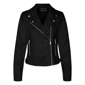 Vero Moda Veste perfecto FEMME avec manches longues et col cranté noir suédine