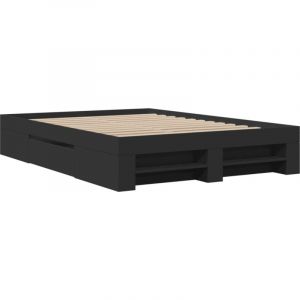 VidaXL Cadre de lit noir 120x190 cm bois d'ingénierie, meubles de chambre à coucher, lit double, sommier, lit, cadre de lit double, lit de rangement
