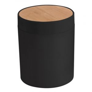Spirella Poubelle &agrave; bascule de salle de bain Bambou alais 2,5L Noir