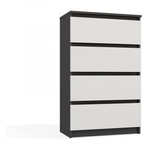 ASTER T4 - Commode moderne 4 tiroirs - 97x70x40 - Meuble de rangement enfant - Anthracite et Blanc
