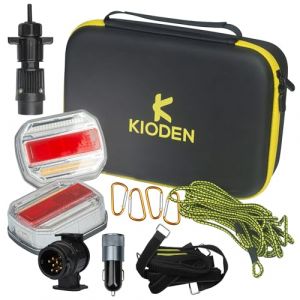 KIODEN - Feux de Remorque Led SANS FILS, inclut adaptateur 7 et 13 broches, &eacute;tanche &agrave; fixation magn&eacute;tique + Syst&egrave;me anti-chute feu arriere