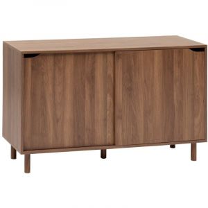 Buffet 2 portes coulissantes effet noyer SLIDY