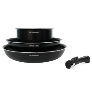 Image de Arthur Martin Batterie de cuisine 4 pi&egrave;ces amovible aluminium Noir - Taille Taille Unique