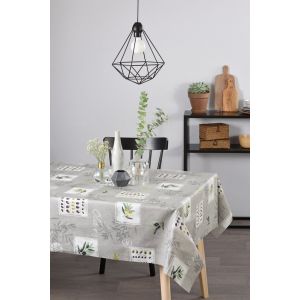 Image de Venilia Nappe coton enduit eygali&egrave;res gris ronde