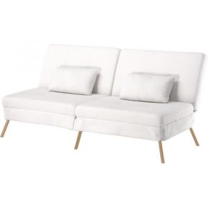COMHOMA canapé Convertible en Peluche, canape 3 Places, Style Moderne, pour Salon, Appartement, Petit Espace,Pieds en métal 174 40 74cm,Blanc