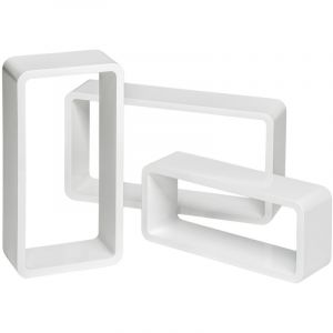 TecTake Lot de 3 Étagères Murales Design Moderne Cube Rectangulaire en Bois Brillant Blanc