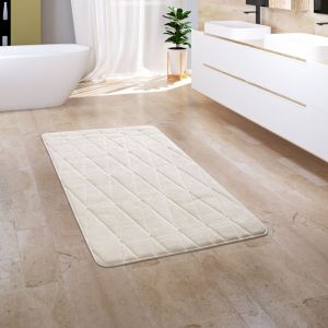 Paco Home - Tapis Salle De Bain Tapis De Bain Moelleux Mousse à Mémoire De Forme 3D Crème 4, 65x120 cm (de)