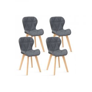 Idmarket Lot de 4 chaises roxane bi-matière en tissu et pu grises pour salle à manger