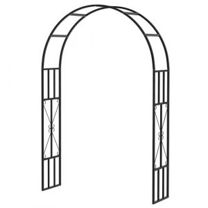 Outsunny Arche de jardin arche &agrave; rosiers style fer forg&eacute; dim. 150L x 40l x 223H cm m&eacute;tal &eacute;poxy noir