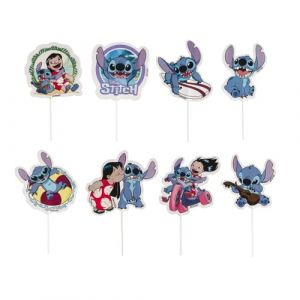 Dekora Toppers pour Cupcakes Lilo et Stitch en 8 Modèles - Décorations pour Cupcakes, Muffins, Gâteaux et Autres Douceurs - Décoration de Pâtisserie Adaptée au Contact Alimentaire - 16 Unités