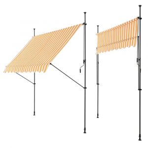 Store banne téléscopique acier polyester 350 x 120 x 200-300 cm jaune blanc 03_0008340