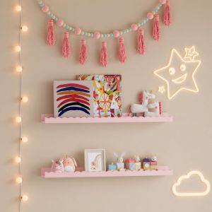 Set de 2 étagères murales pour enfants Vestnes 60 x 10 x 5 cm rose [en.casa]