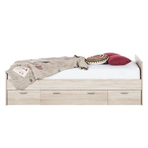 Emob Lit Barko, adapté à un matelas de 90 x 200 cm. Meuble fabriqué en aggloméré à décor de chêne sonoma et équip... Voir la présentation