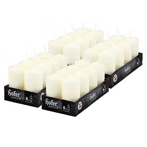 Hofer Bougies Pilier Cylindriques - Dur&eacute;e 12 Heures &ndash; Lot de 32 &ndash; 4,5 x 9 cm &ndash; Ivoire &ndash; D&eacute;corative - Cire anti-goutte - Non parfum&eacute;e