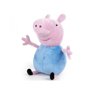 Peluche xl george pig 60 cm bleu - peppa pig famille cochon - peluche classique geante et douce - set grand doudou enfant + carte