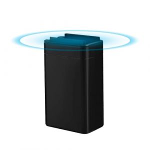 FlinQ Poubelle Swing - Poubelle avec capteur et couvercle &agrave; fermeture douce - Poubelle avec design &eacute;l&eacute;gant - Poubelle en acier inoxydable - 60 litres - Noir