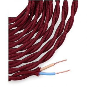 Câble Textile Tressé 2x0,75mm C08 Bordeaux Soie 5m