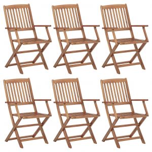 VidaXL Chaises pliables de jardin 6 pcs Bois d'acacia solide - Brun