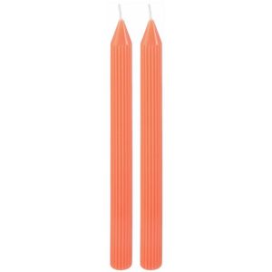 Ruedelafete Set de 2 bougies Flambeau Cannelées 25cm, Tangerine