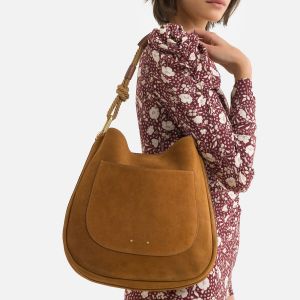 VANESSA BRUNO Sac en cuir suède HOLLY HOBO Ambre - Taille Taille Unique