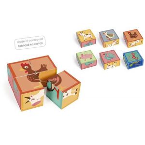 Scratch Jouet en Carton 4 Cubes Puzzle Animaux de la ferme - Jouet