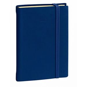 Quo Vadis Collection : Silk DAILY 24 PRESTIGE avec élastique Agenda année civile Journalier 16x24 cm - Edition multilingue - 12 mois janvier-décembre - Bleu Marine - Année 2023