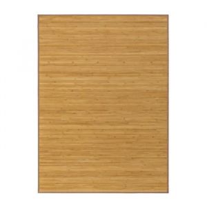 Tapis de sol antidérapant moquette à rayures en bambou coloris naturel - Longueur 200 x Profondeur 140 cm -JUANIO-