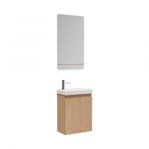 Mob-in - Ensemble lave-mains suspendu avec robinet chromé et miroir tablette