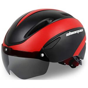 Casque de v&eacute;lo Shinmax avec lunettes magn&eacute;tiques amovibles et visi&egrave;re r&eacute;glable pour adulte