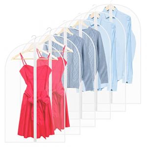 Image de Newaner 6 pi&egrave;ces housse vetement avec fermeture &eacute;clair, 60x100cm transparentes PEVA housses de v&ecirc;tements, anti-poussi&egrave;re housses de protection lavables, pour costumes, robe, chemise, vestes, manteaux