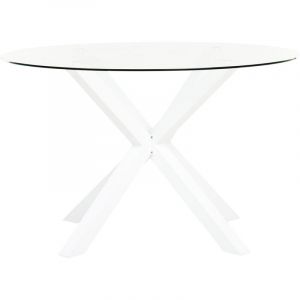 Beliani Table de salle à manger de jardin MALETTO 120 cm 120 cm Verre Blanc
