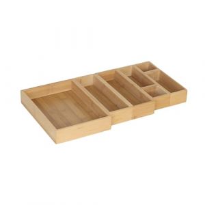 Relaxdays Syst&egrave;me de Rangement pour tiroirs, 7 pi&egrave;ces, 4 Tailles, Bambou, Organiseur Salle de Bain, Cuisine, Bureau.
