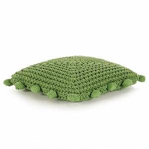 VidaXL Coussin de plancher carr&eacute; Coton tricot&eacute; 50 x 50 cm Vert