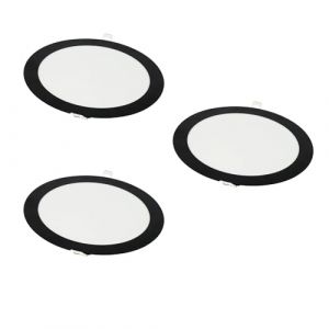 Spot LED encastré rond JANDEI 18 W 4 200 K, cadre noir extra plat, découpe 200 mm