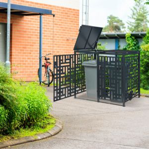 Cache-poubelle Bernalda pour 2 poubelles de 240 l acier galvanisé anthracite Casa.pro