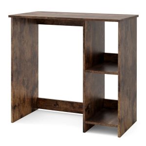 Bureau d'ordinateur pour petit espace 80 x 40 x 74 cm avec &eacute;tag&egrave;re 2 niveaux design moderne en bois d'ing&eacute;nierie marron Helloshop26 20_0010881