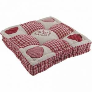 Aubry Gaspard Coussin rouge motifs coeurs - Rouge