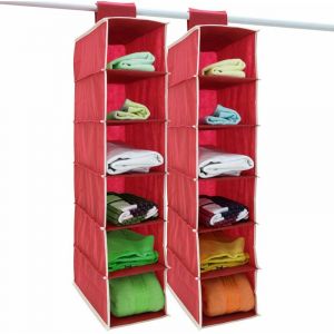 Deuba 2x Etag&egrave;res de rangement armoire suspendue 6 compartiments rouge/blanc camping