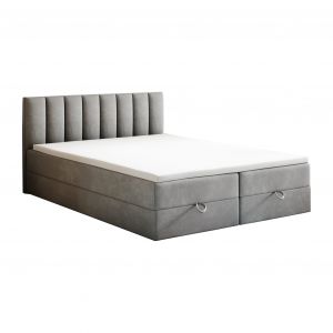 Ensemble sommier et matelas en velours gris clair 200x200