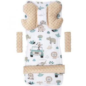Coussin Papillon Medi Partners Coussin universel pour le siège et la poussette, 5 pièces, Mint Zoo avec Minky Beige