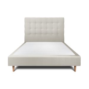 Lit avec tête de lit capitonnee velours et sommier Taupe 150x190