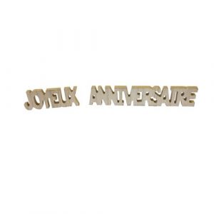 DÉCO TABLE JOYEUX ANNIVERSAIRE BOIS 20X4CM NATURE Beige, Ivoire, Crème, Écru, Naturel, Taupe