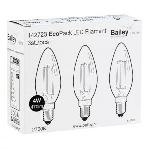 Bailey Ampoule à led filament - culot e14 - 4w - 2700k - c35 - lot de 3 142723