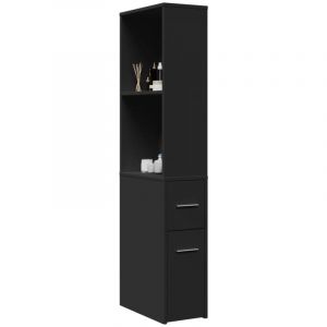 VidaXL Armoire De Salle De Bain Étroite Avec Roulettes Noir