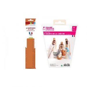 Graine Cr&eacute;ative Moules &agrave; pl&acirc;tre santons de la Cr&egrave;che en latex + supports de calage