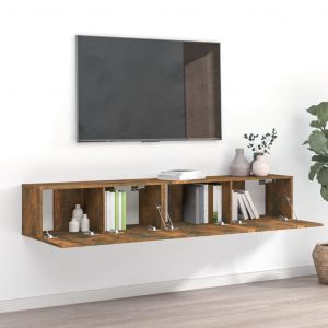 VidaXL Ensemble de meubles TV 2 pcs Ch&ecirc;ne fum&eacute; Bois d'ing&eacute;nierie - Brun