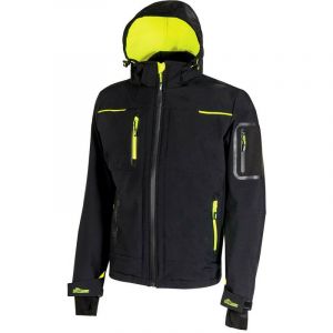 U-Power Veste de travail softshell Noir Carbone/Jaune Fluo SPACE | FU187BC | 3XL
