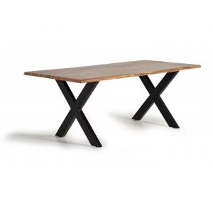 Table à Manger Bois, Métal Marron 160x90x78cm - Bois-Métal - Marron