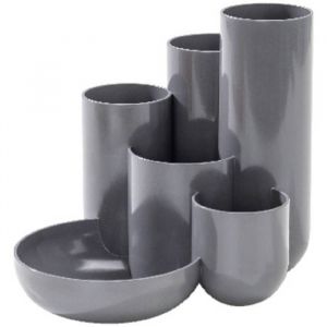 Han Campus 17480-191 Carquois de bureau avec 5 tubes et 1 bac pour petites pi&egrave;ces, gris fonc&eacute;