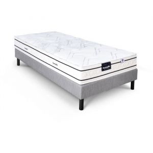 Dunlopillo ROMARIN ENSEMBLE 90 X 190 - MATELAS + SOMMIER CLAIR - EP 20 CM - RESSORTS ENSACHÉS - LATTES PASSIVES - FABRIQUÉ EN